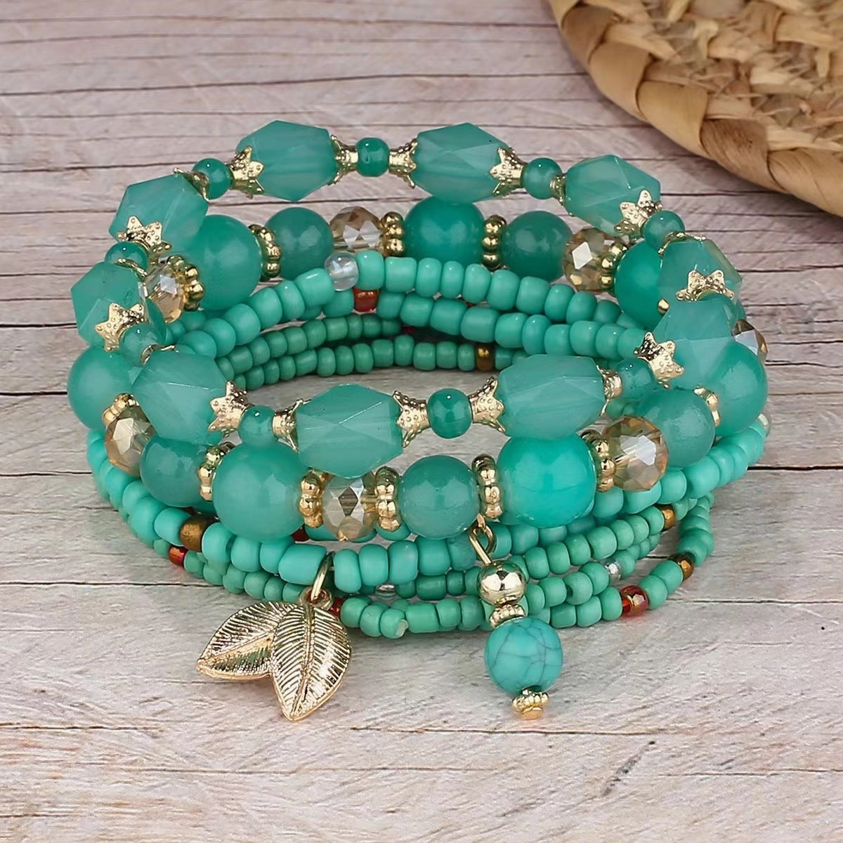 Wholesale Bohemian Crystal Fashion Elastic Multi-layer Beaded Bracelet