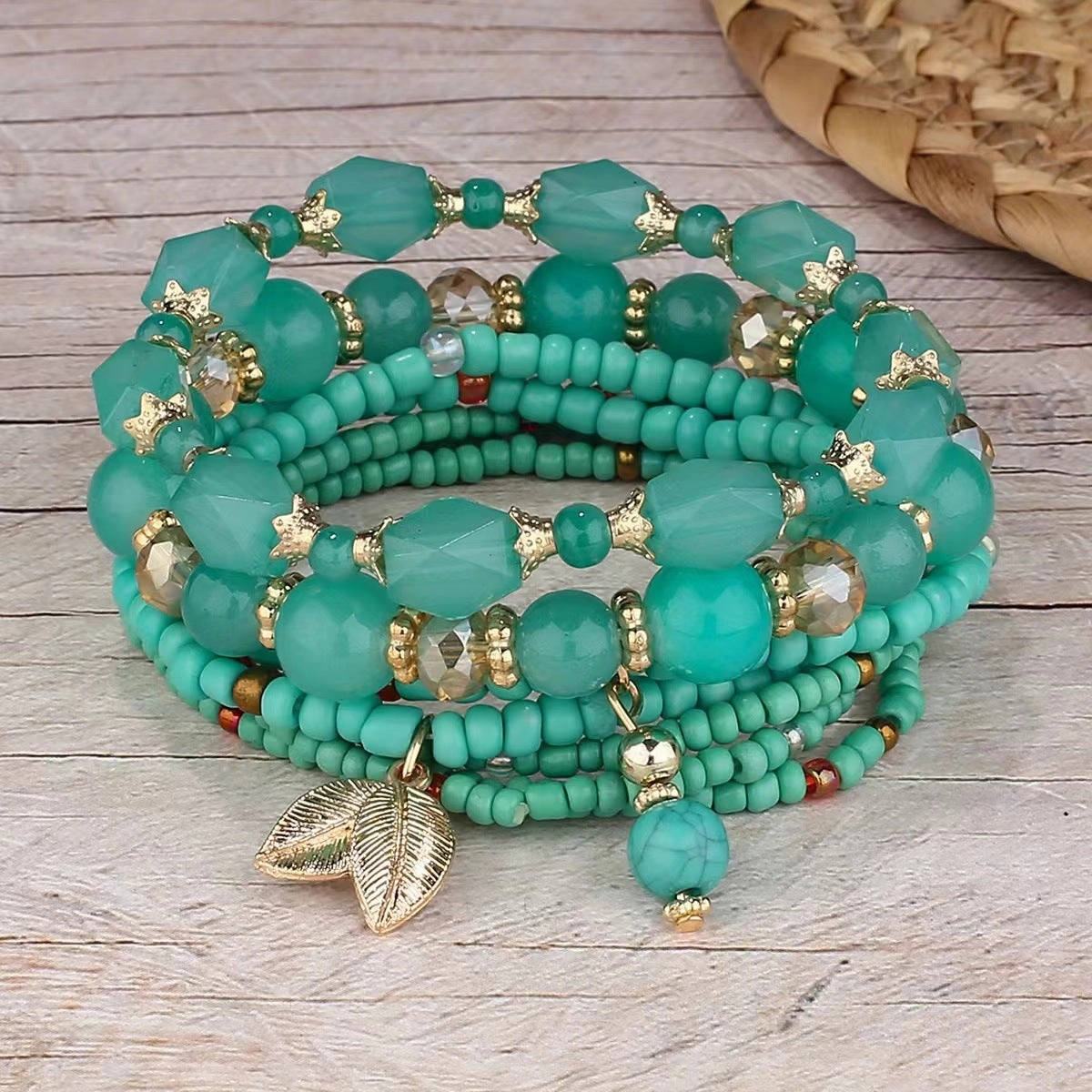 Wholesale Bohemian Crystal Fashion Elastic Multi-layer Beaded Bracelet