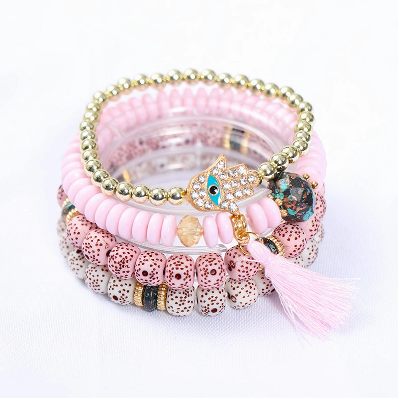 Wholesale Bohemian Devil Eye Laminated Glass Bracelet
