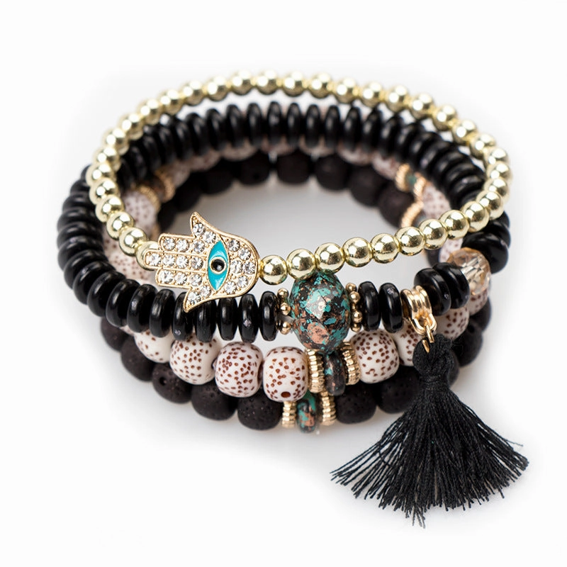 Wholesale Bohemian Devil Eye Laminated Glass Bracelet
