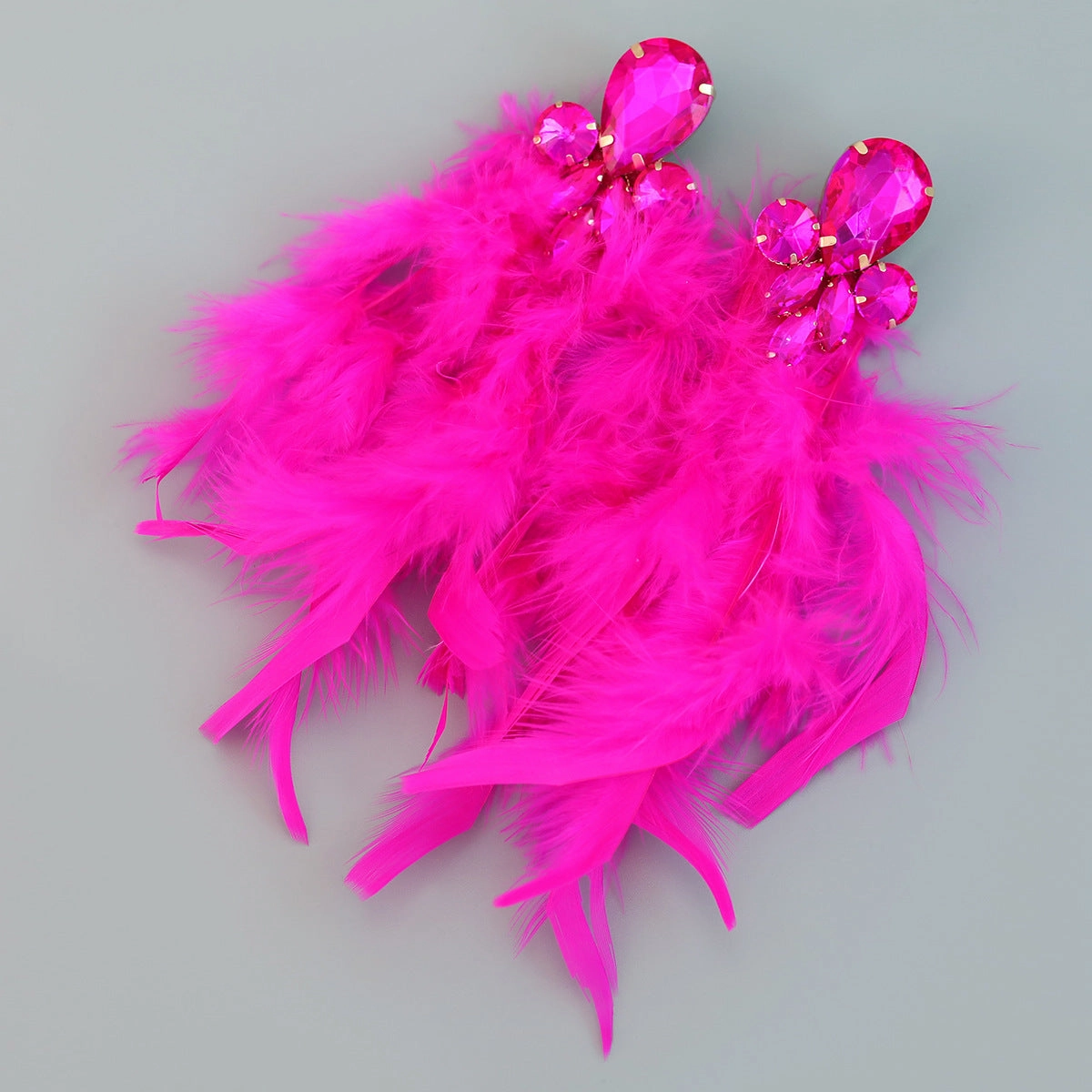 Wholesale Bohemian Diamond Floral Feather Earrings