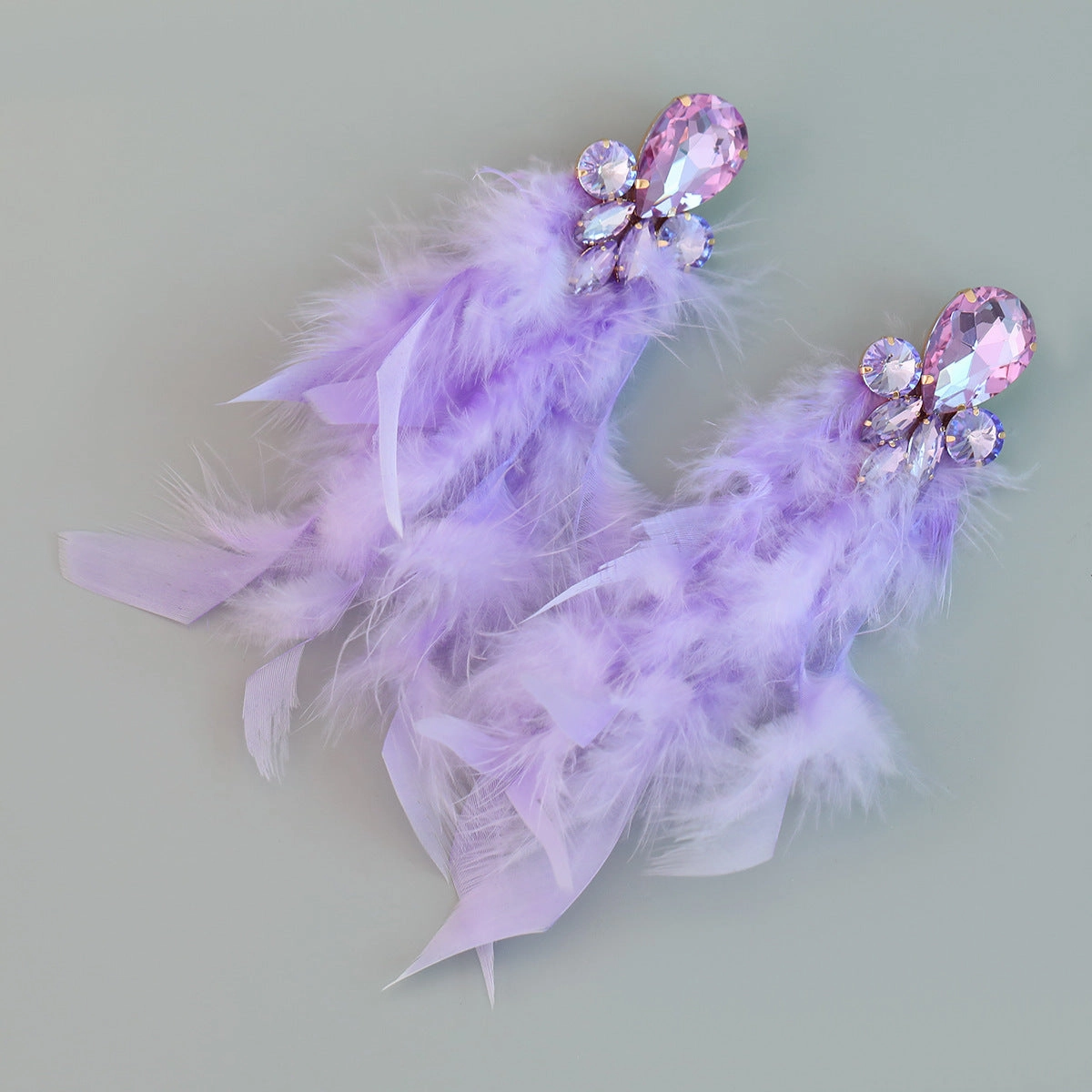 Wholesale Bohemian Diamond Floral Feather Earrings