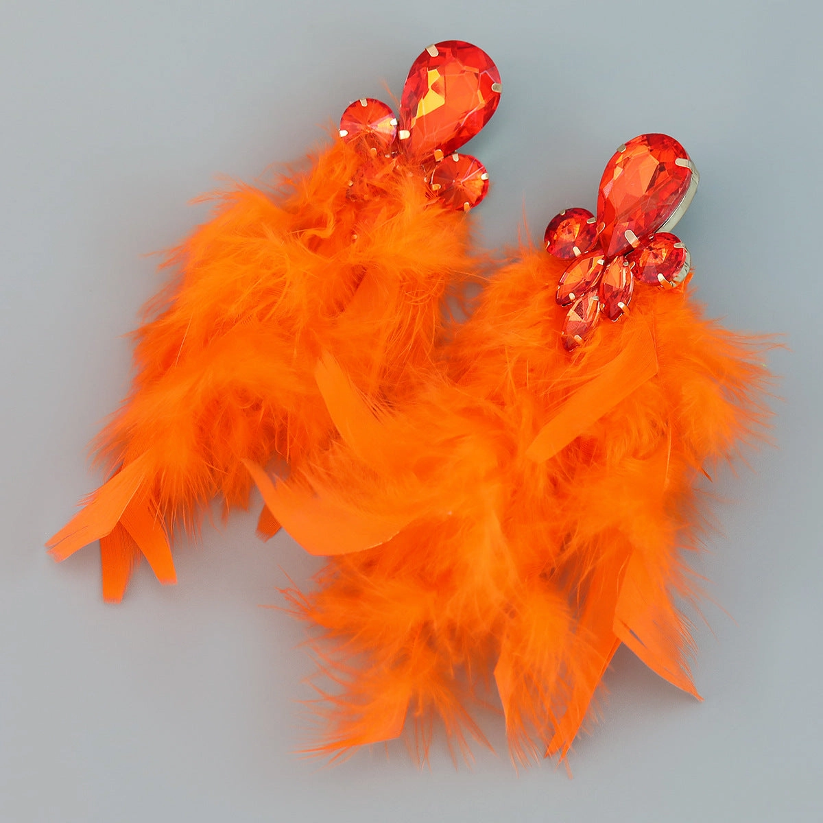 Wholesale Bohemian Diamond Floral Feather Earrings