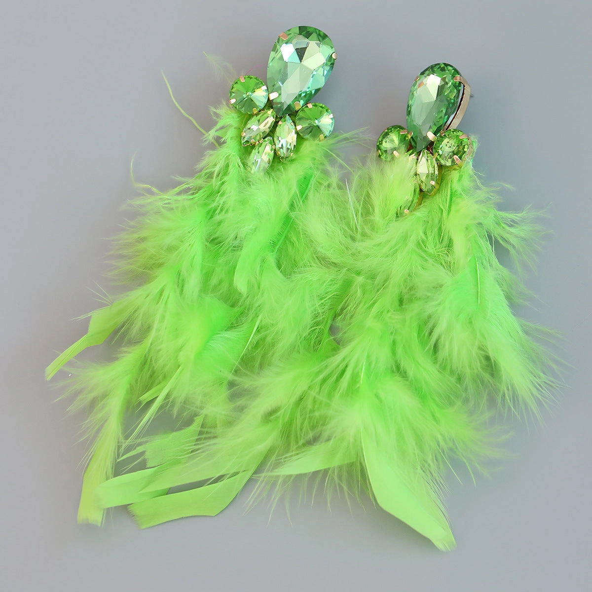 Wholesale Bohemian Diamond Floral Feather Earrings