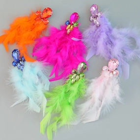 Wholesale Bohemian Diamond Floral Feather Earrings