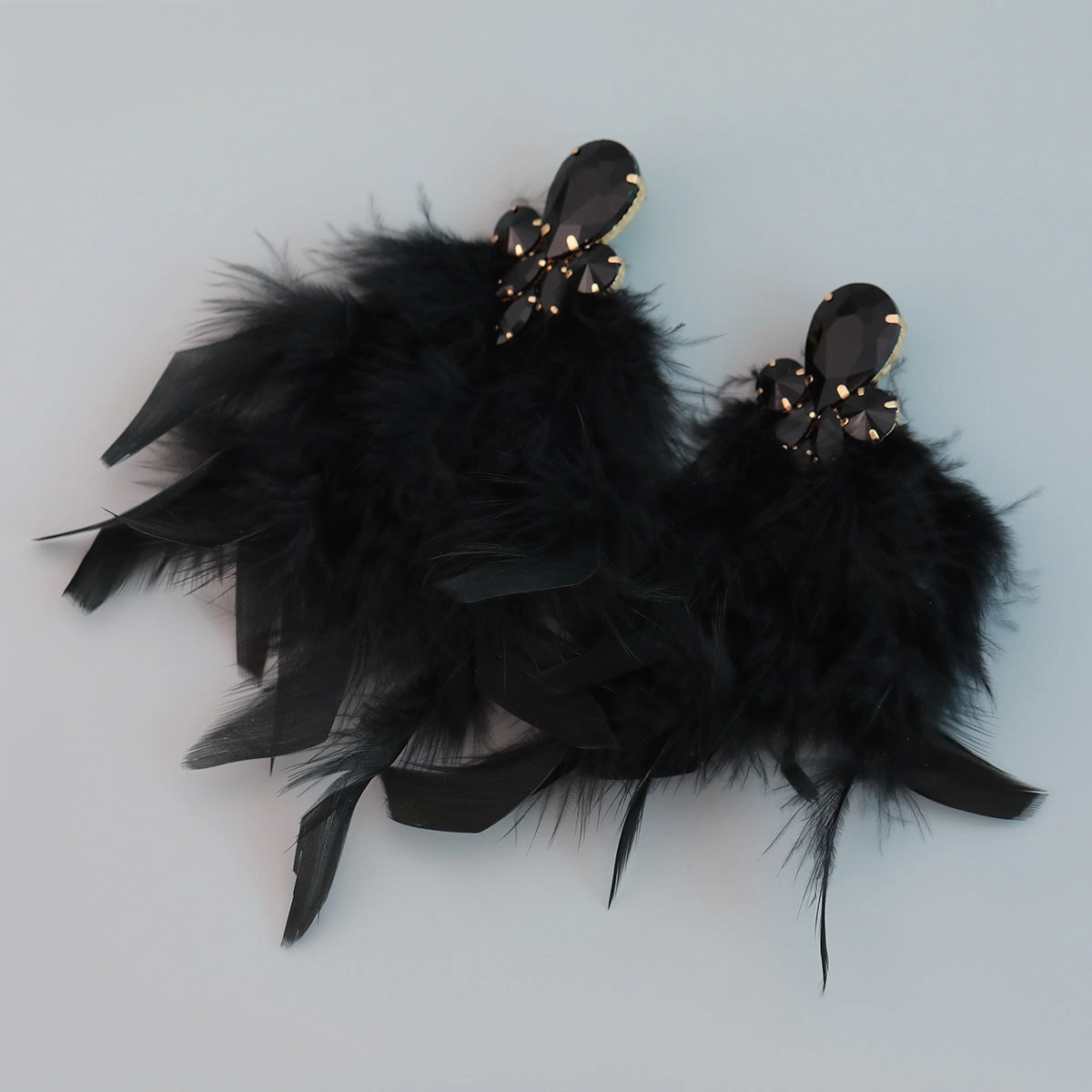 Wholesale Bohemian Diamond Floral Feather Earrings