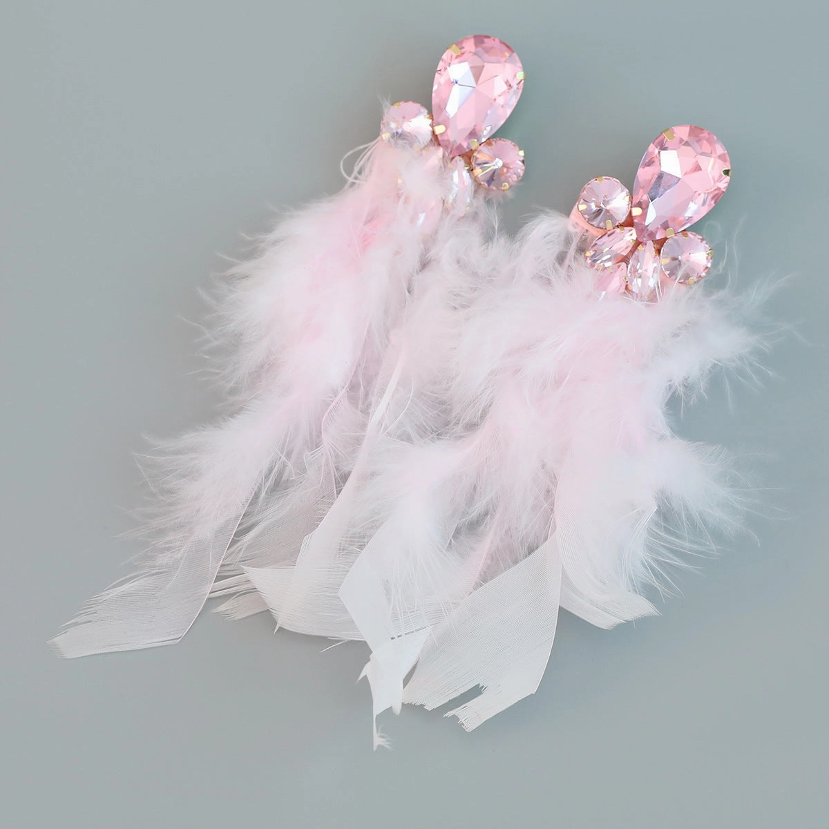 Wholesale Bohemian Diamond Floral Feather Earrings