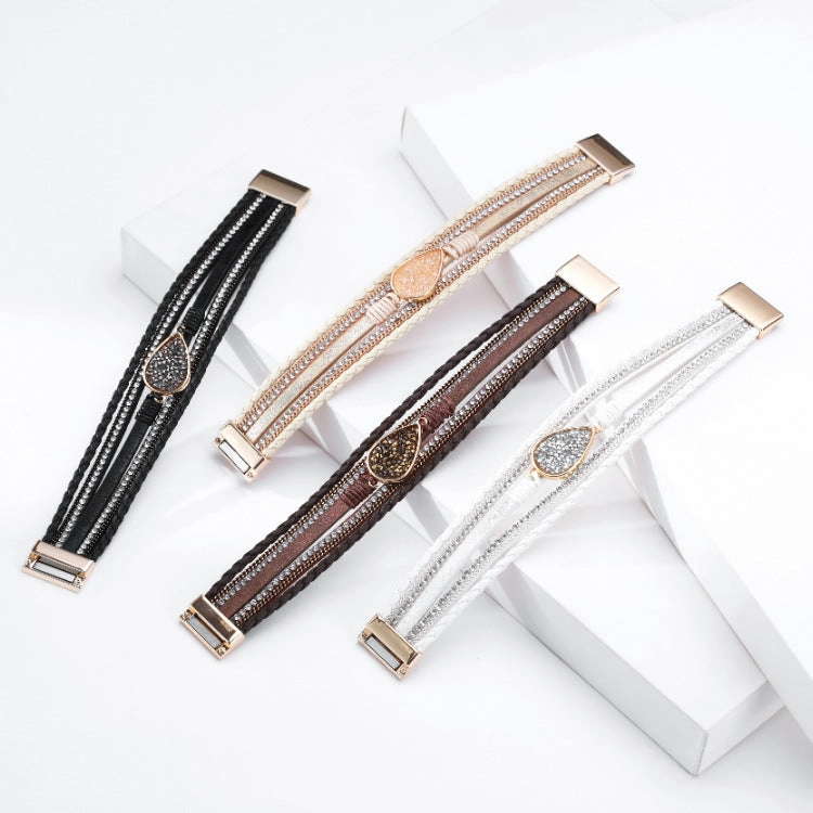 Wholesale Bohemian Diamond Leather Bracelet