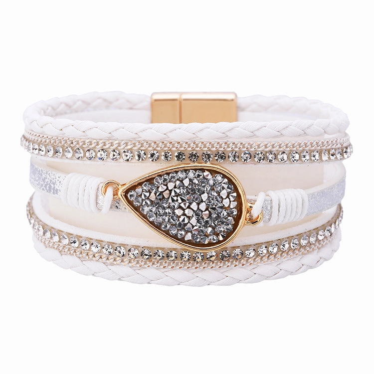 Wholesale Bohemian Diamond Leather Bracelet