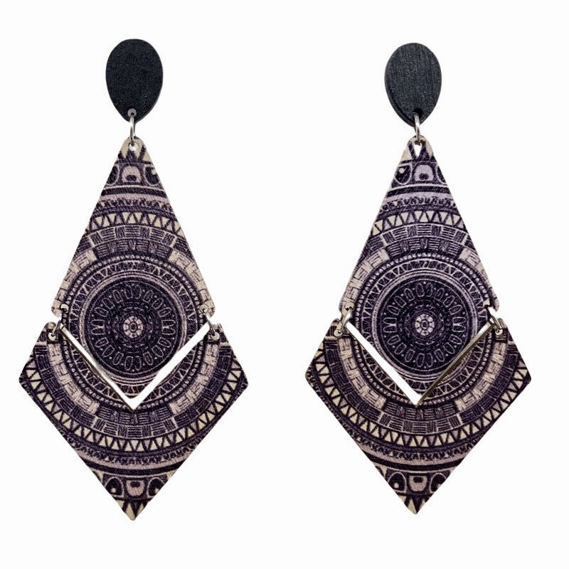 Wholesale Bohemian Diamond Wood Earrings