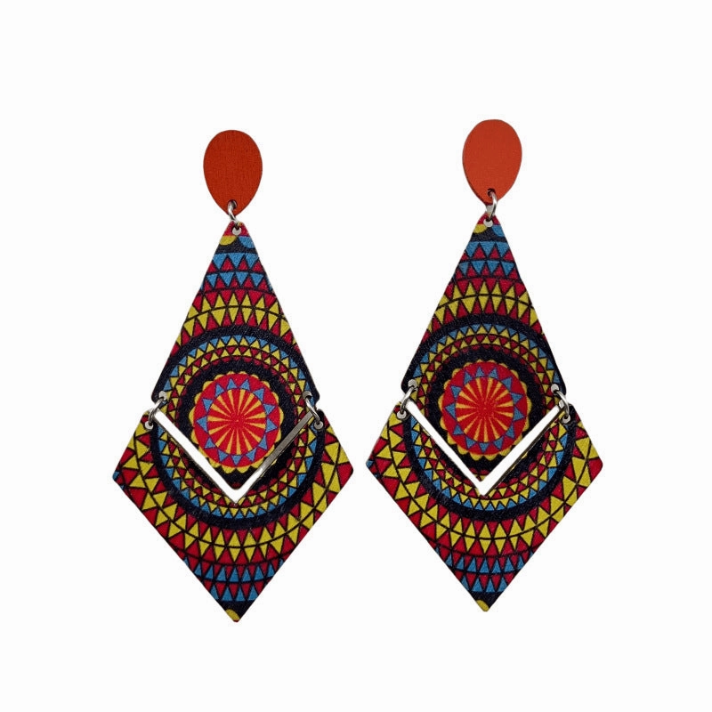 Wholesale Bohemian Diamond Wood Earrings