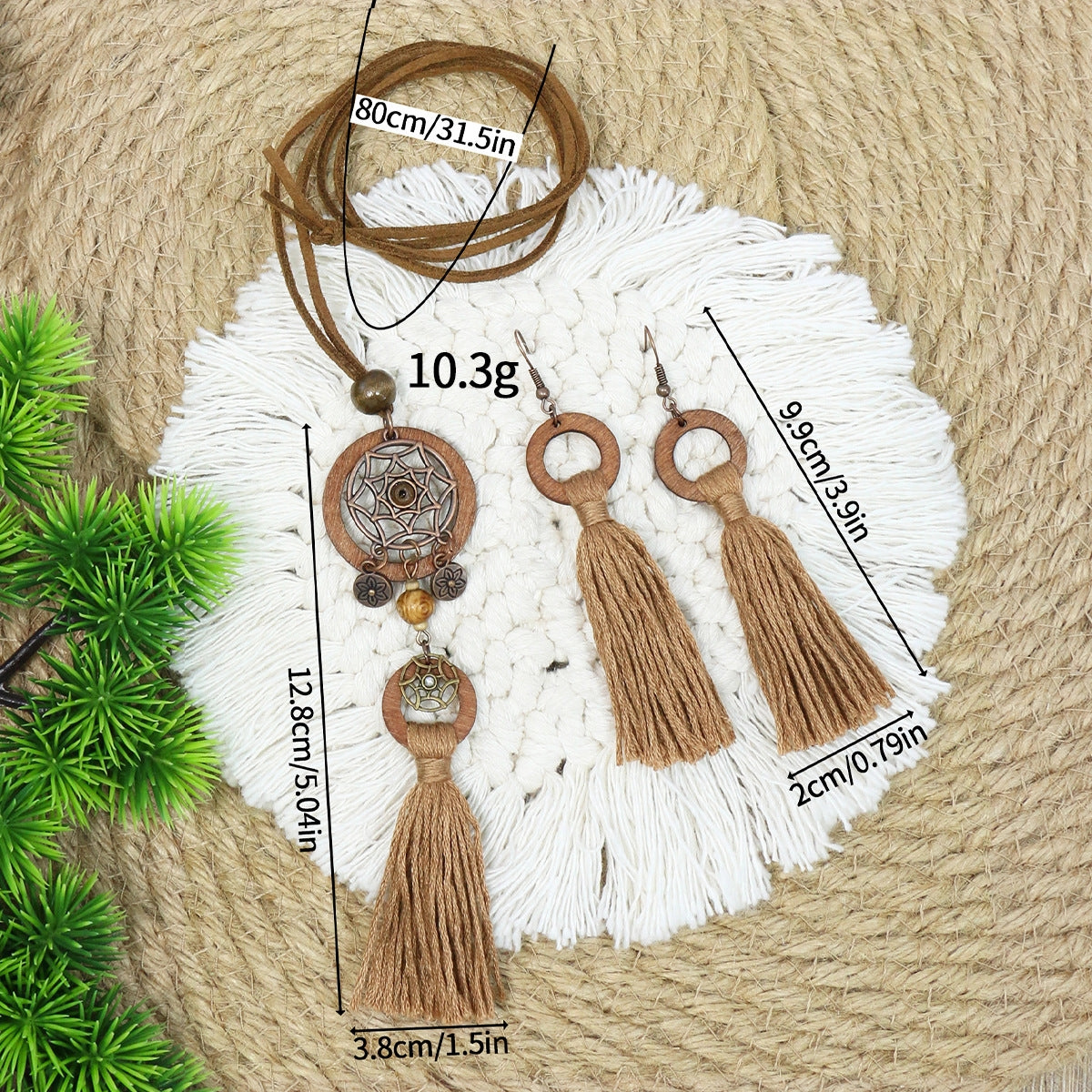 Wholesale Bohemian Dream Catcher Tassel Wooden Necklace