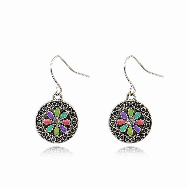 Wholesale Bohemian Drip Oil Alloy Earrings