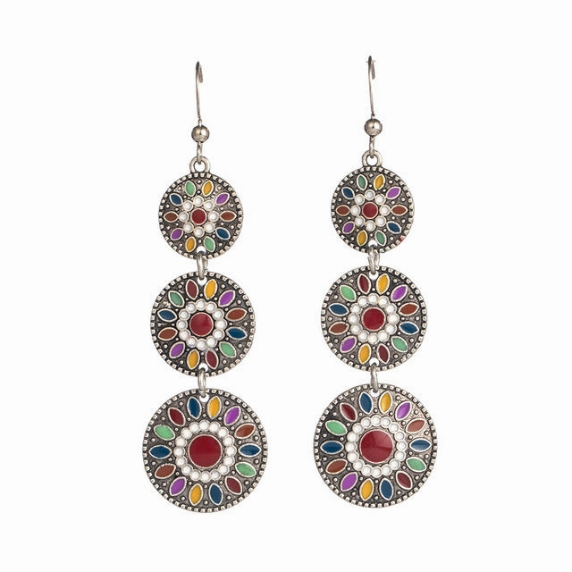 Wholesale Bohemian Drip Oil Alloy Earrings