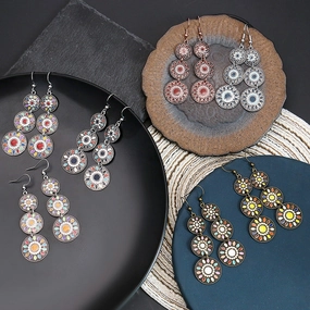 Wholesale Bohemian Drip Oil Alloy Earrings