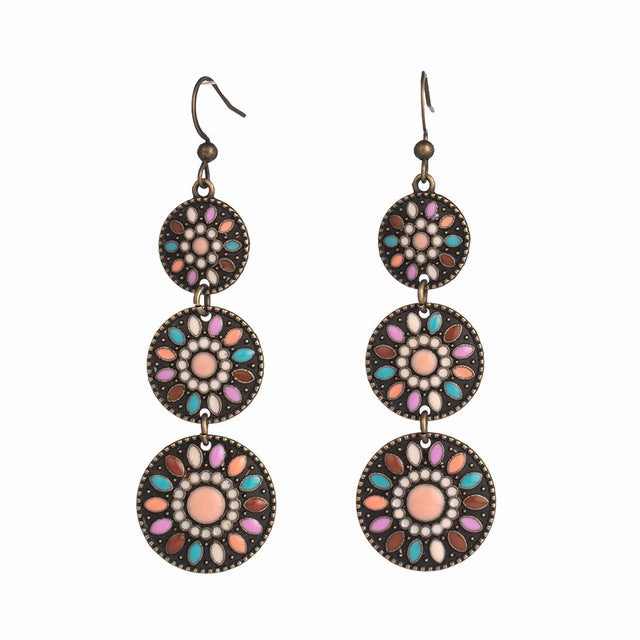 Wholesale Bohemian Drip Oil Alloy Earrings