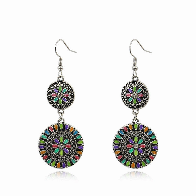 Wholesale Bohemian Drip Oil Alloy Earrings
