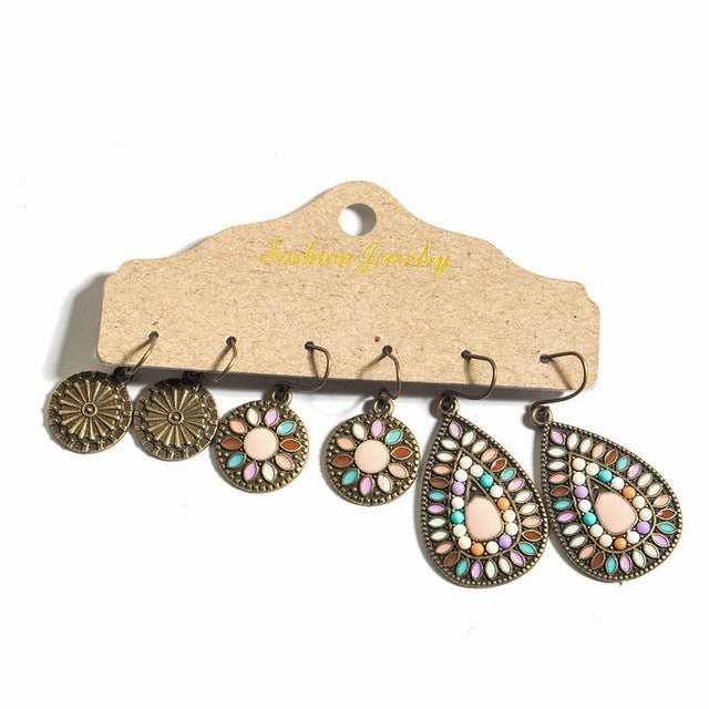 Wholesale Bohemian Drip Oil Alloy Earrings