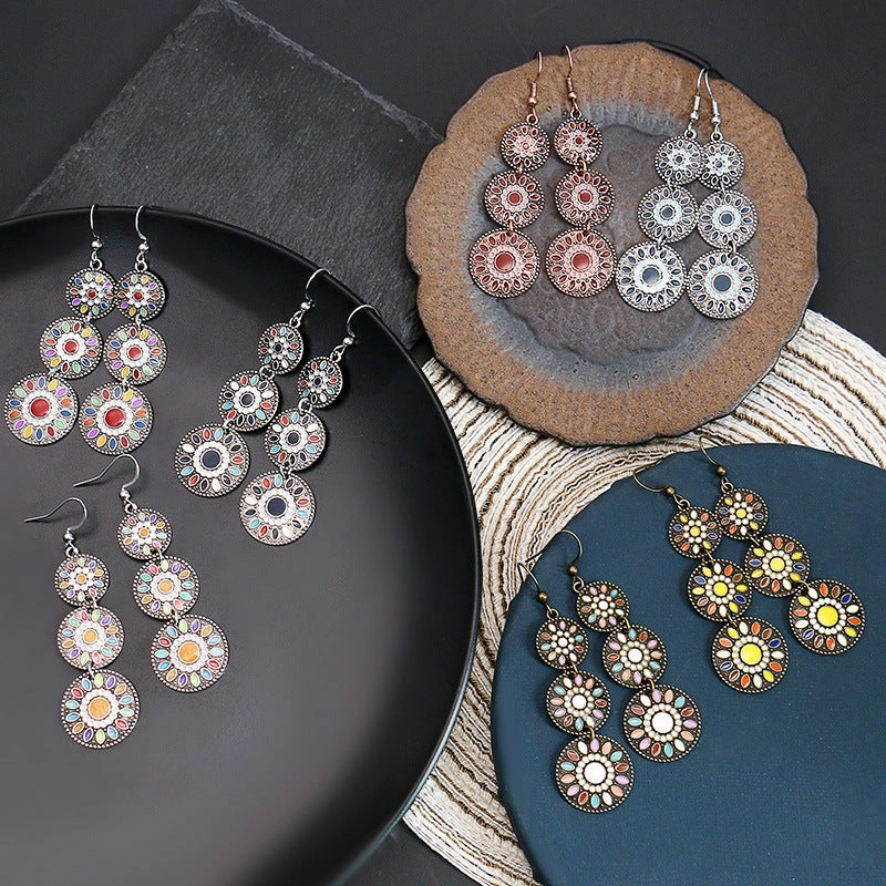 Wholesale Bohemian Drip Oil Alloy Earrings
