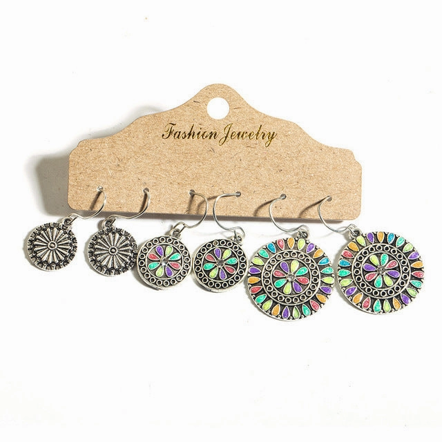 Wholesale Bohemian Drip Oil Alloy Earrings