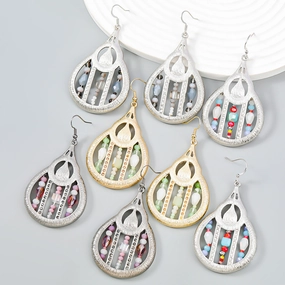 Wholesale Bohemian Drop Diamond Alloy Earrings