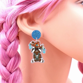 Wholesale Bohemian Easter Bunny Cowboy Hat Acrylic Earrings