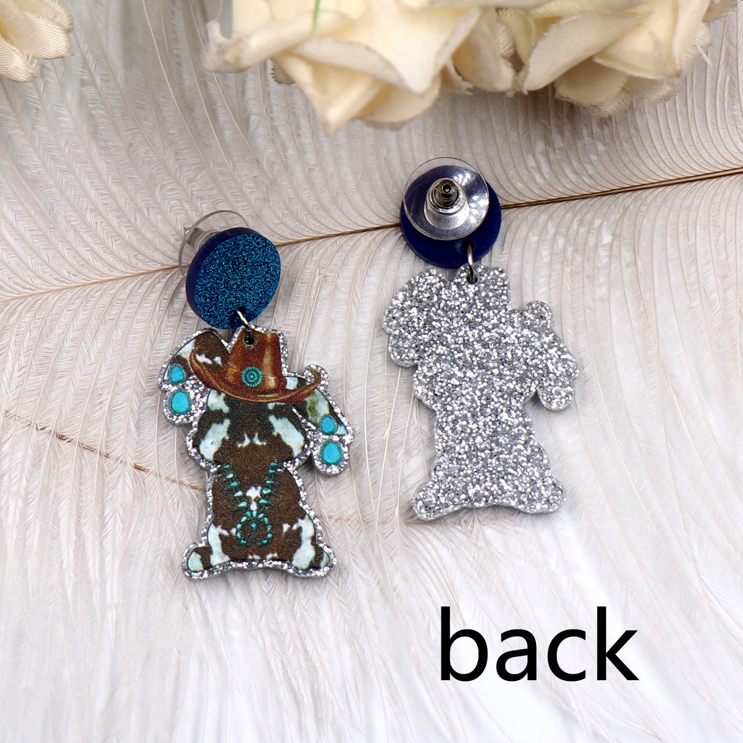 Wholesale Bohemian Easter Bunny Cowboy Hat Acrylic Earrings