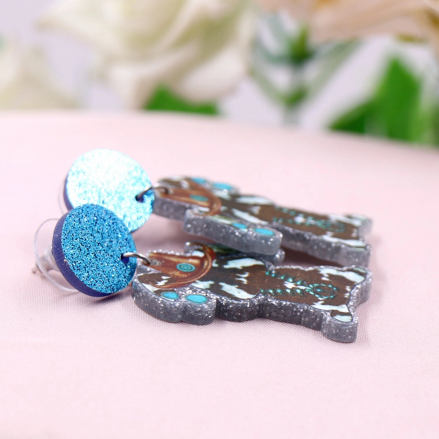 Wholesale Bohemian Easter Bunny Cowboy Hat Acrylic Earrings