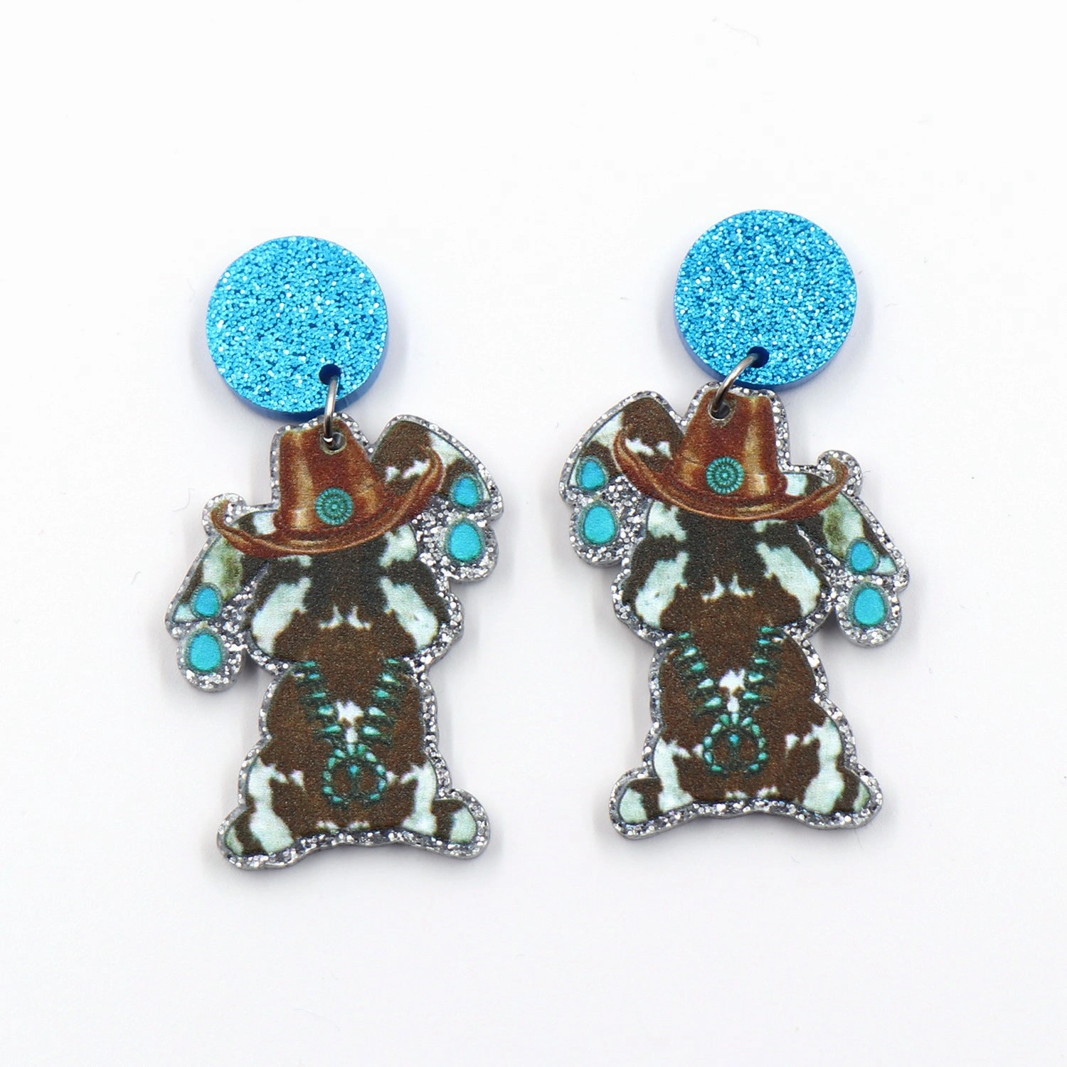 Wholesale Bohemian Easter Bunny Cowboy Hat Acrylic Earrings