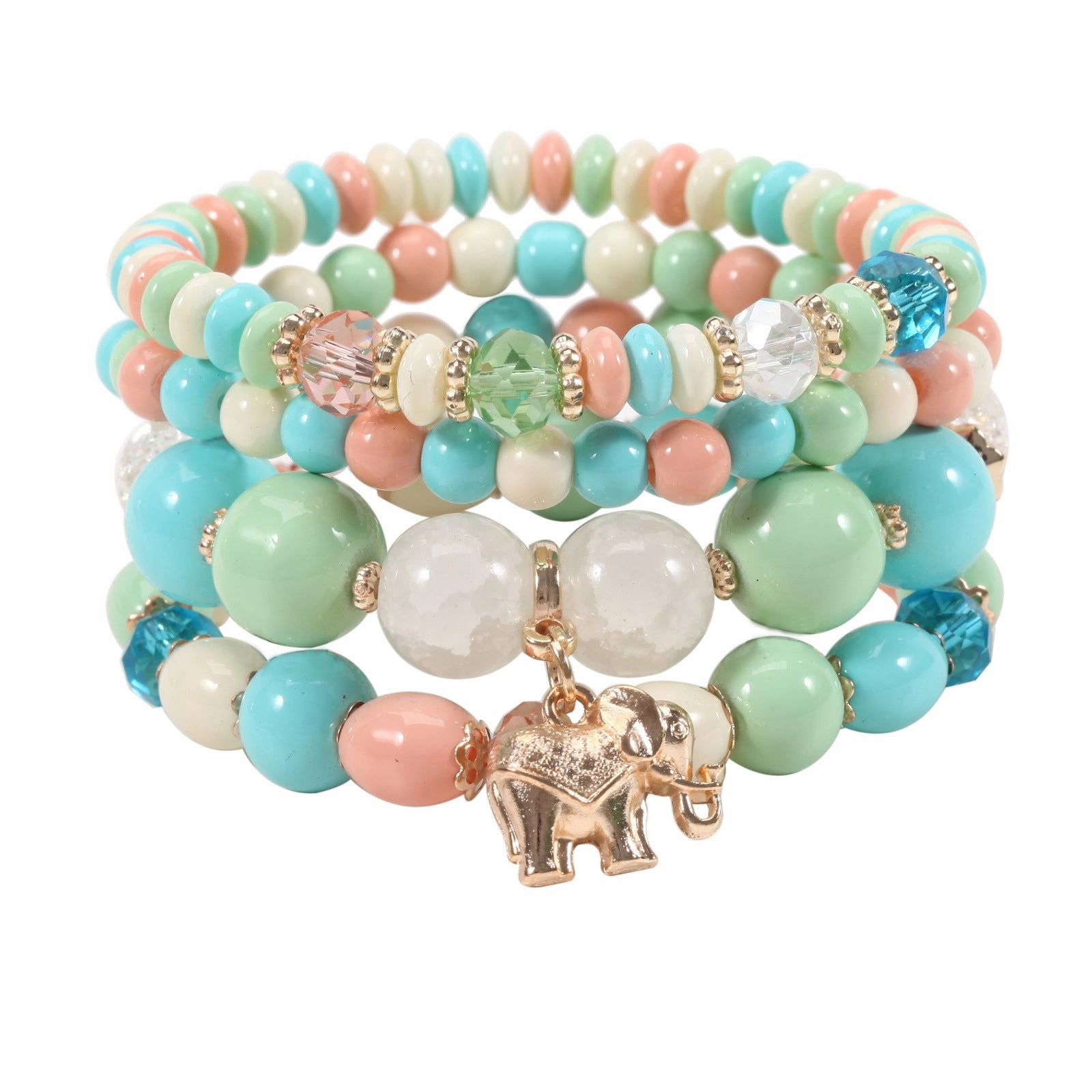 Wholesale Bohemian Elephant Pendant Beaded Bracelet
