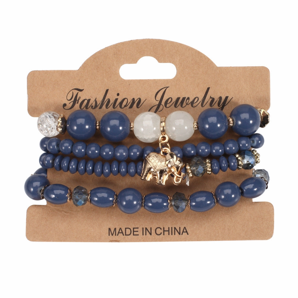 Wholesale Bohemian Elephant Pendant Beaded Bracelet