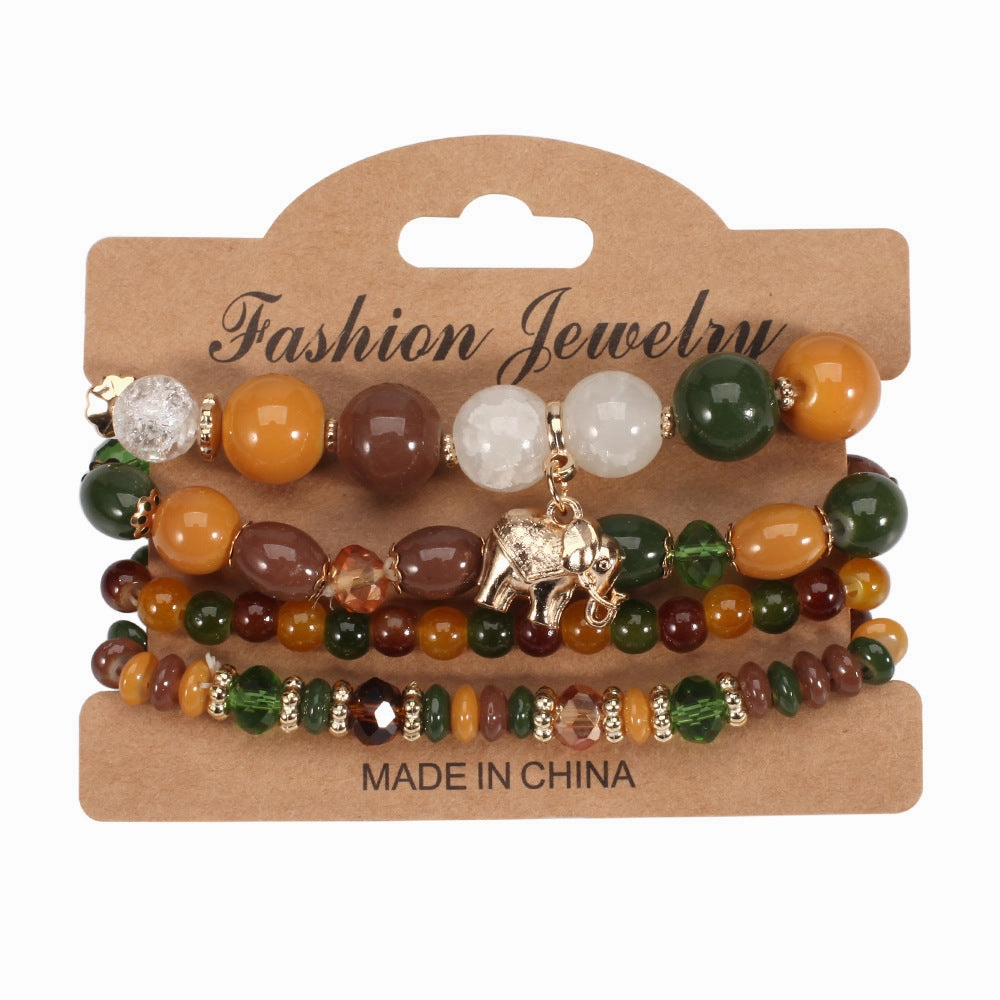 Wholesale Bohemian Elephant Pendant Beaded Bracelet