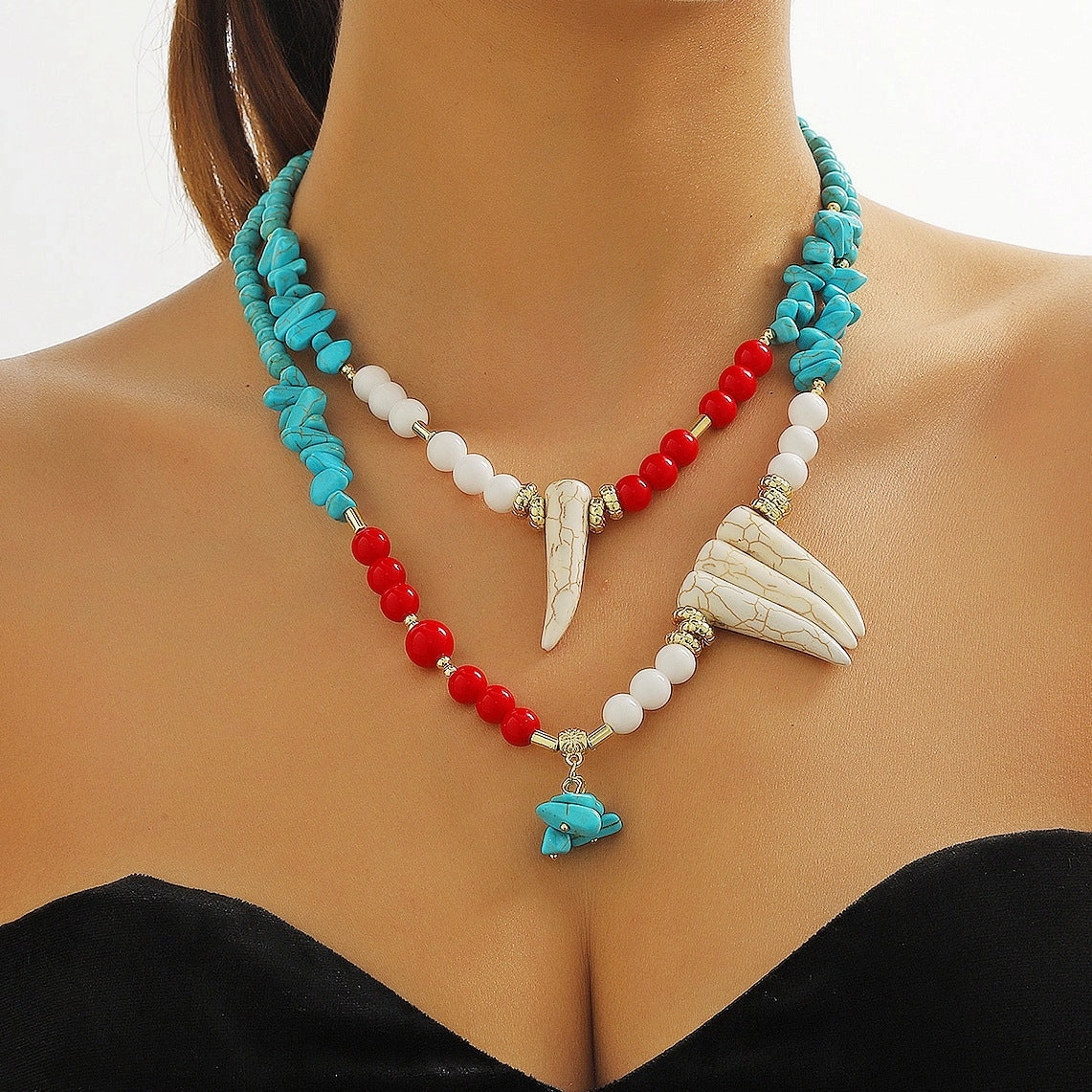 Wholesale Bohemian Ethnic Style Exaggerated Retro Turquoise Necklace