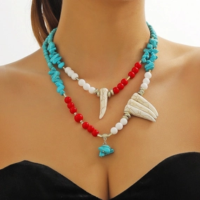Wholesale Bohemian Ethnic Style Exaggerated Retro Turquoise Necklace