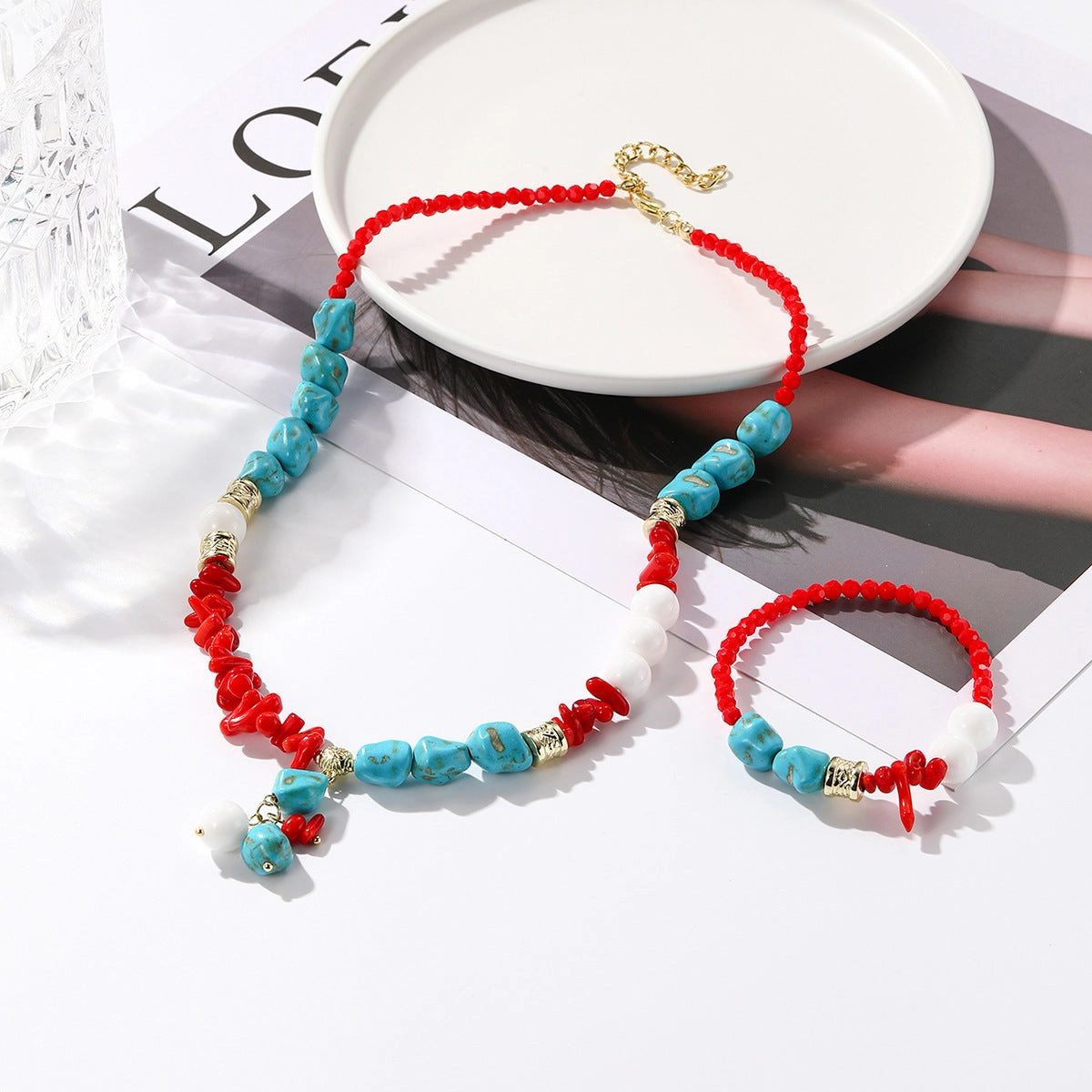 Wholesale Bohemian Ethnic Style Exaggerated Retro Turquoise Necklace