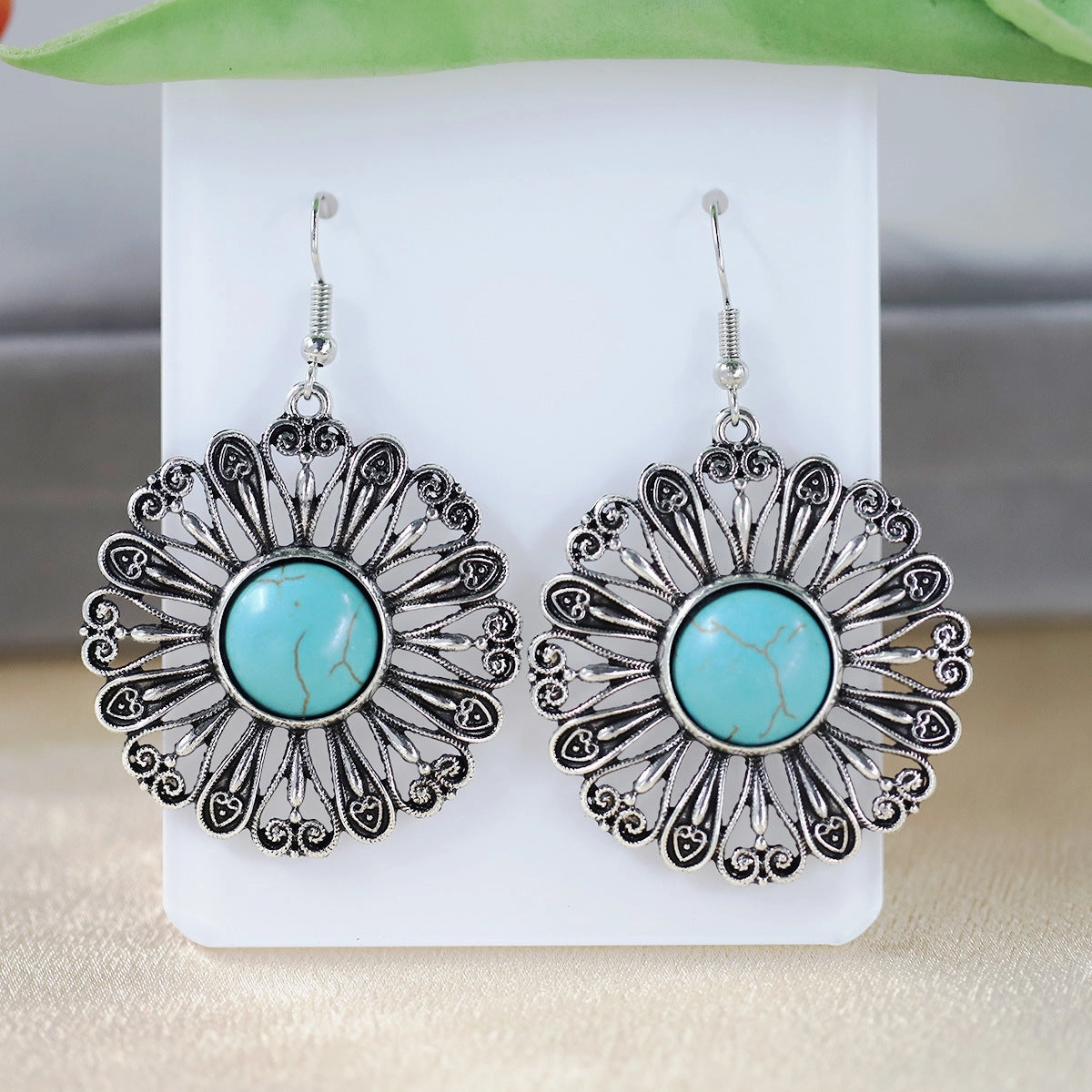 Wholesale Bohemian Ethnic Style Turquoise Geometric Earrings