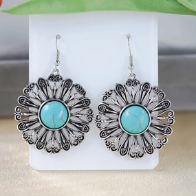 Wholesale Bohemian Ethnic Style Turquoise Geometric Earrings