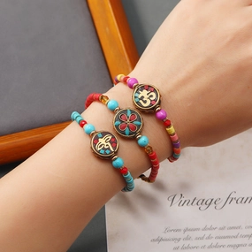 Wholesale Bohemian Ethnic Style Vintage Beaded Bell Bracelet