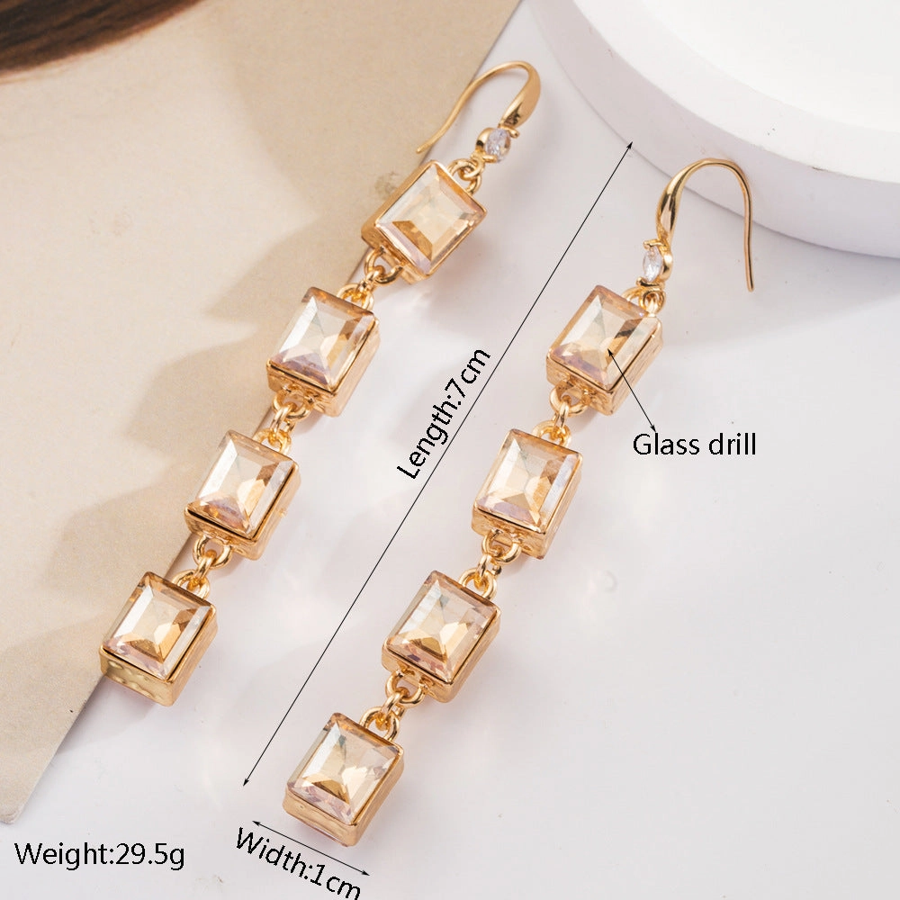 Wholesale Bohemian Ethnic Turquoise Milk Leather Diamond Hollow Earrings
