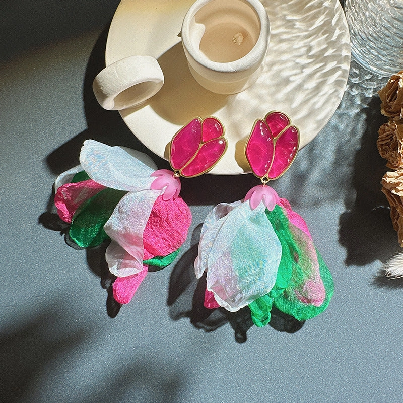 Wholesale Bohemian Flowers Tassels Alloy Earrings