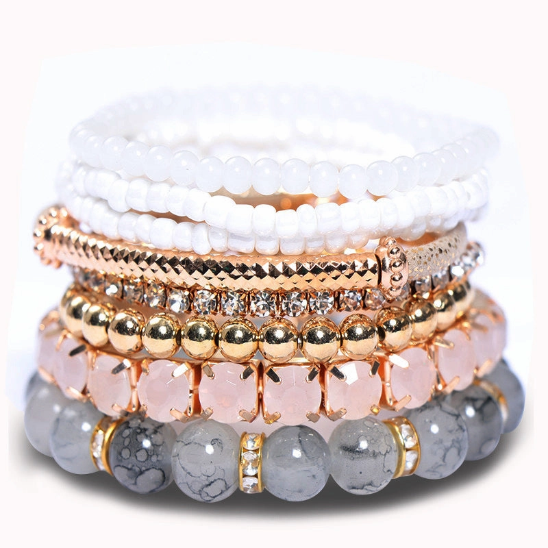 Wholesale Bohemian Glass Beads Layered Bracelet Set
