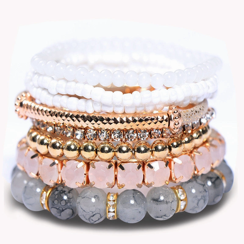 Wholesale Bohemian Glass Beads Layered Bracelet Set