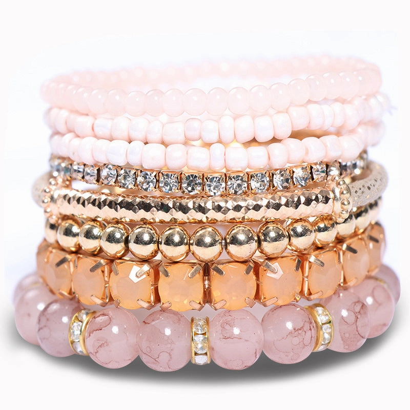 Wholesale Bohemian Glass Beads Layered Bracelet Set