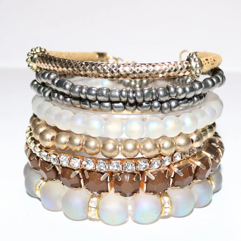 Wholesale Bohemian Glass Beads Layered Bracelet Set