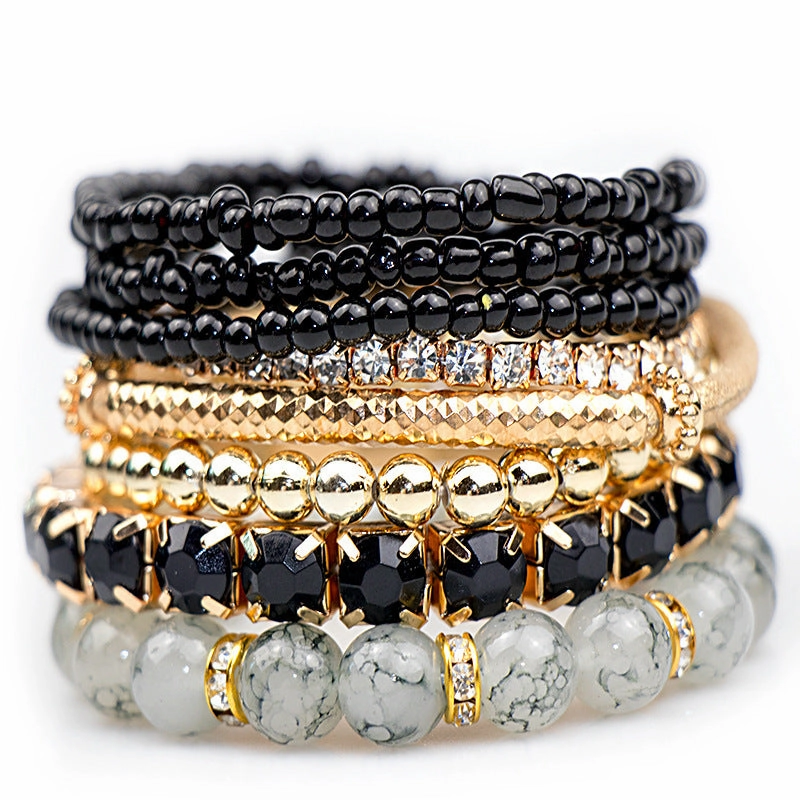 Wholesale Bohemian Glass Beads Layered Bracelet Set