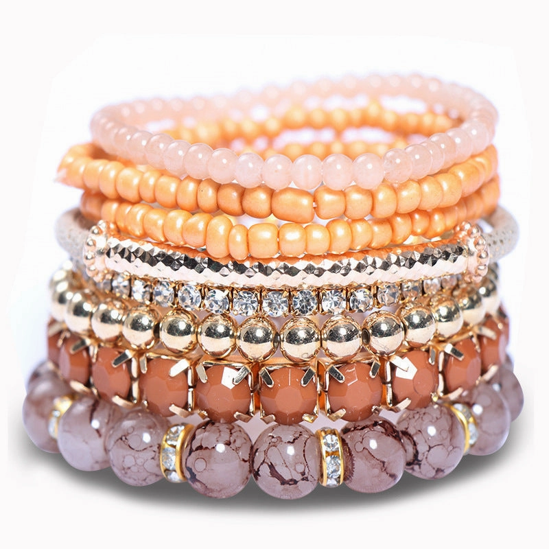 Wholesale Bohemian Glass Beads Layered Bracelet Set