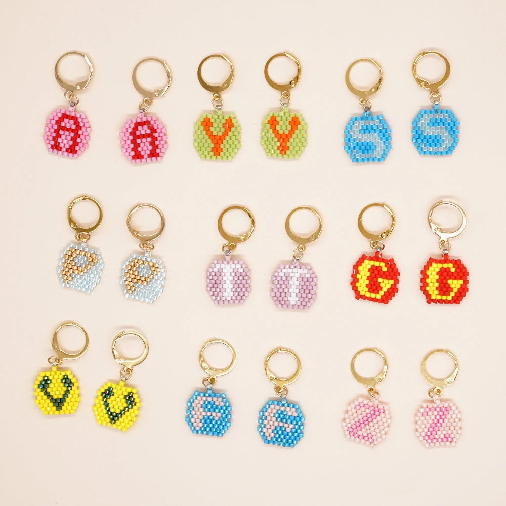 Wholesale Bohemian Hand Made Alphabet Glass Earrings