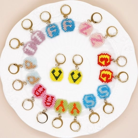 Wholesale Bohemian Hand Made Alphabet Glass Earrings