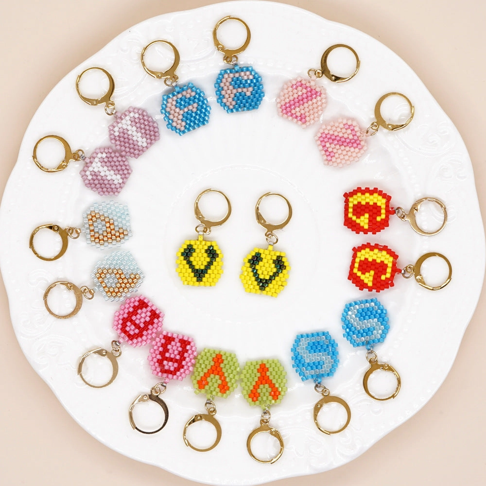 Wholesale Bohemian Hand Made Alphabet Glass Earrings