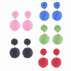 Wholesale Bohemian Handmade Wrap Ball Stud Earrings